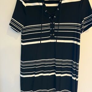 White House Black Market Striped Lace-Up Mini Dress